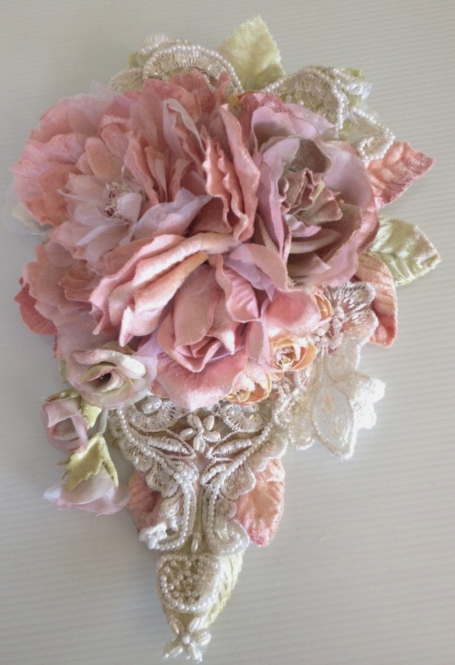Lamp Corsage/Wall Adornment Cabbage Rose Peach